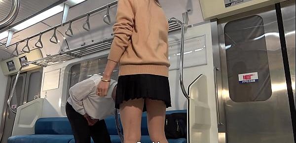  Japanese School Girl Risa Punishes Masochistic Man with Martial Arts on Train